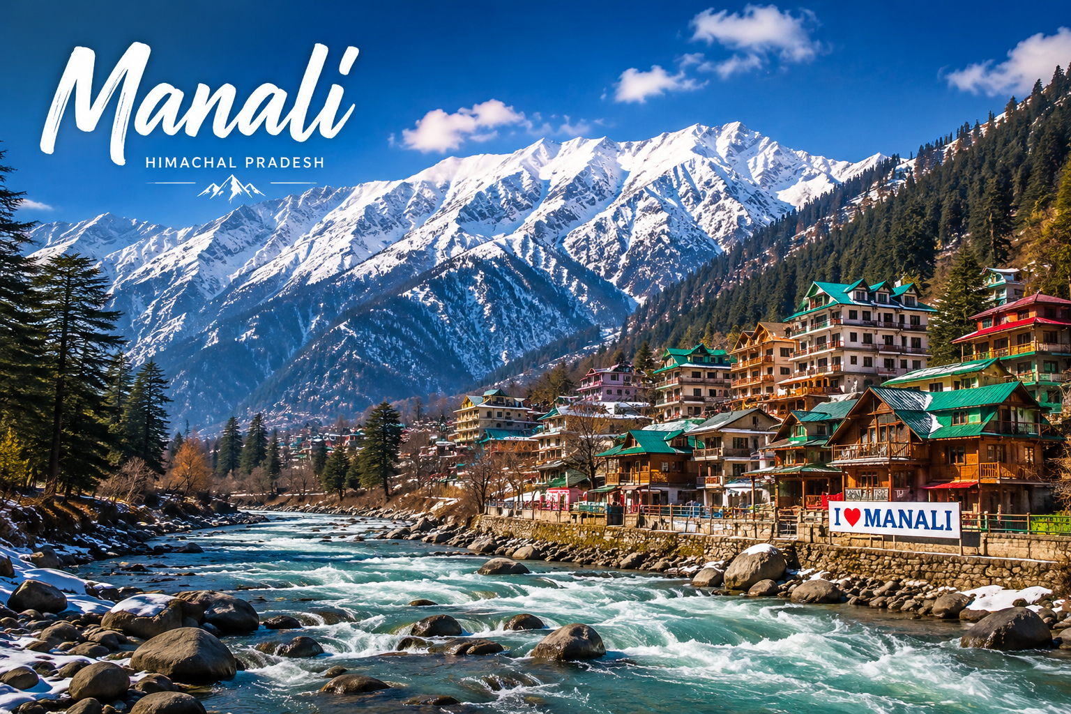 Snow covered mountains and scenic views in Manali Himachal Pradesh